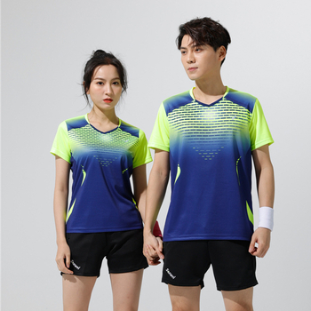 Нов комплект бързосъхнещи бадминтон костюми за мъже и жени, горнища за групова покупка, тенис костюм за състезания по тенис на маса за тренировки