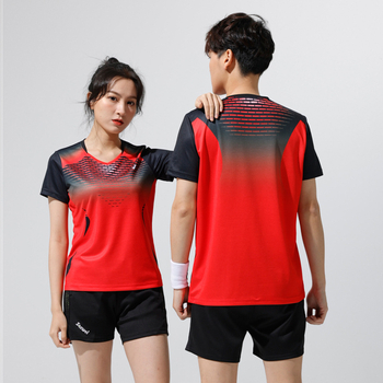 Нов комплект бързосъхнещи бадминтон костюми за мъже и жени, горнища за групова покупка, тенис костюм за състезания по тенис на маса за тренировки