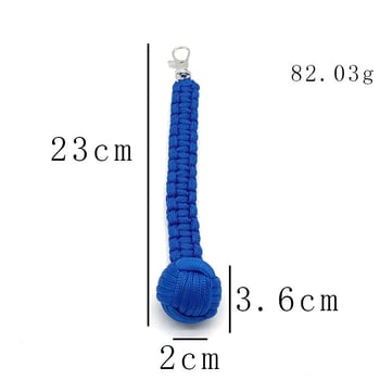 Топка за самозащита от плетено въже за открито, кръгъл ключодържател с форма на маймунски юмрук, седемжилен паракорд, стоманена топка за самозащита при оцеляване в планинарство, черна.