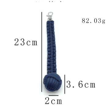 Топка за самозащита от плетено въже за открито, кръгъл ключодържател с форма на маймунски юмрук, седемжилен паракорд, стоманена топка за самозащита при оцеляване в планинарство, черна.