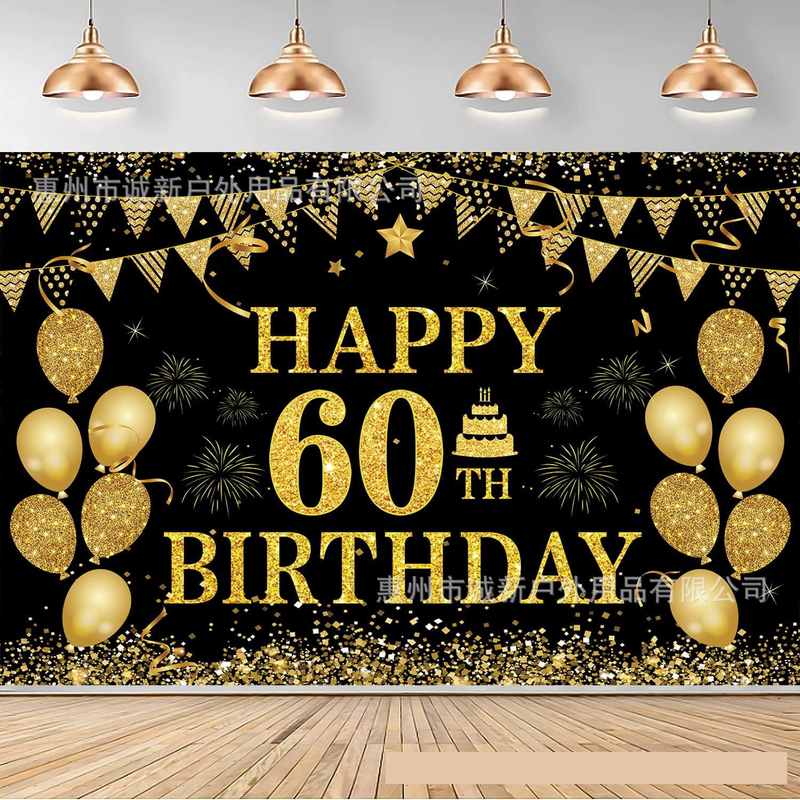 Noul fundal negru și auriu pentru ziua de naștere pe un banner negru și roz, decorațiuni pentru cea de-a 50-a aniversare