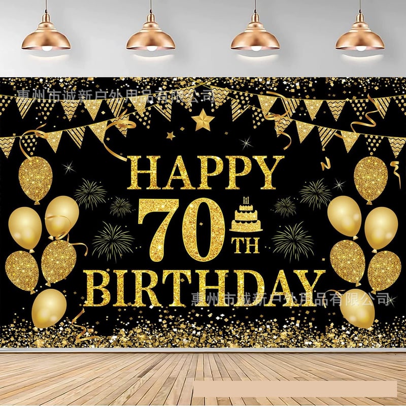 Noul fundal negru și auriu pentru ziua de naștere pe un banner negru și roz, decorațiuni pentru cea de-a 50-a aniversare