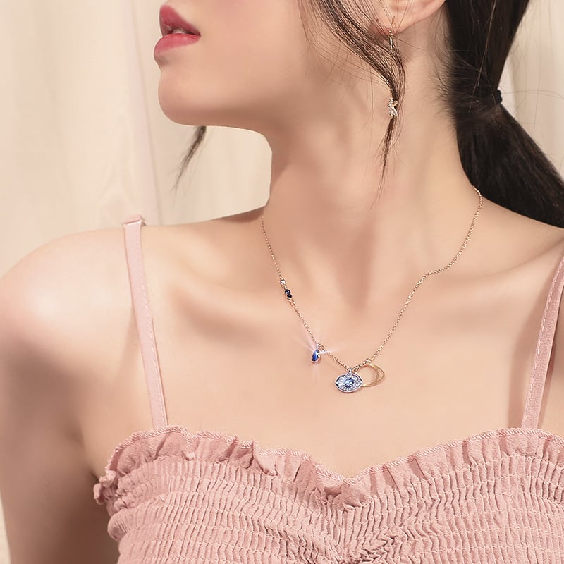 Уникално проектирано 3D колие във формата на сърце за жени, обръщаемо, нова верижка за ключица, стилни и елегантни бижута от титаниева стомана.