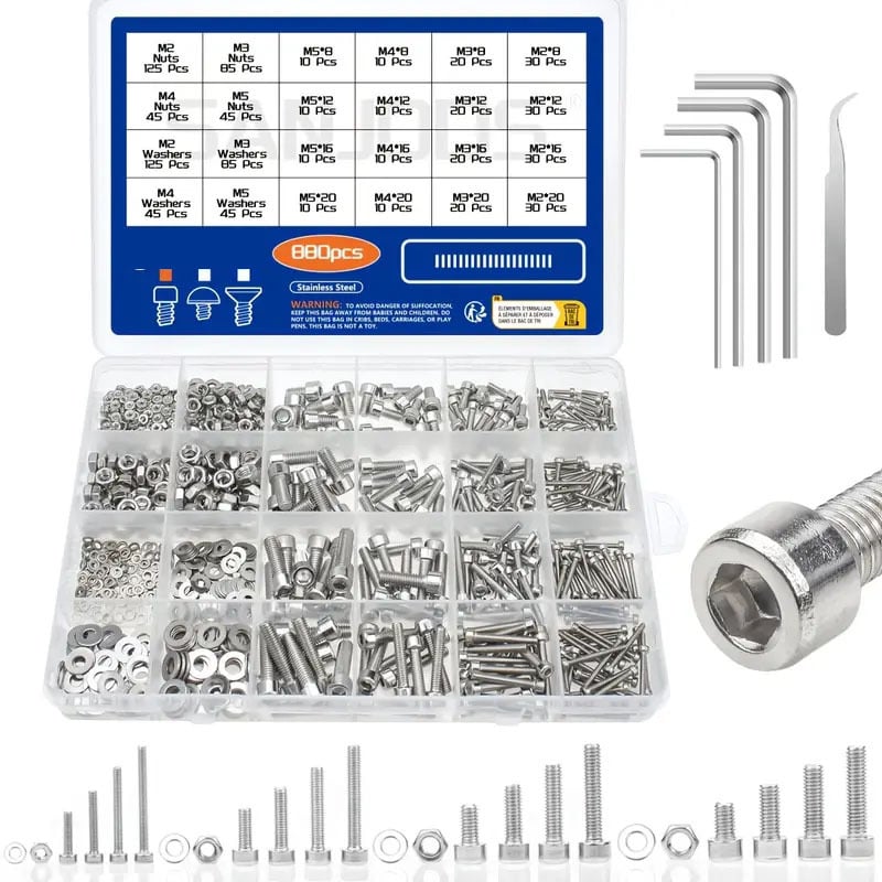 1080 kom. šesterokutnih vijaka od nehrđajućeg čelika 304 s okruglom glavom (paket s prekograničnom kutijom) matični komplet