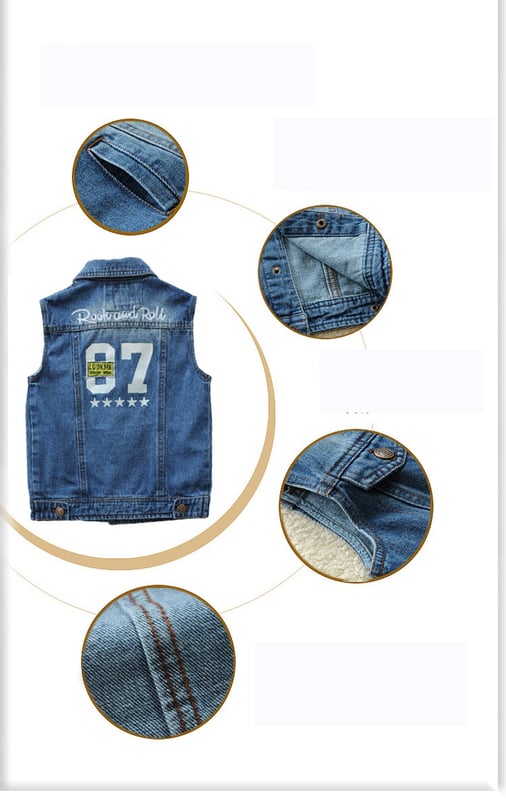 Παιδικό τζιν γιλέκο άνοιξη/φθινόπωρο 2019 για αγόρια, νήπια και μεγάλα παιδιά - καθημερινό τοπ