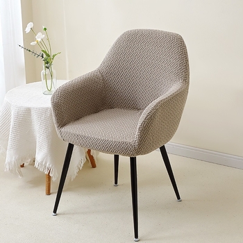 Нов извит калъф за стол от трансграничен кепър с високи подлакътници, еластичен удебелен жакард с неправилна форма, калъф за хотелски стол за хранене, висок клас