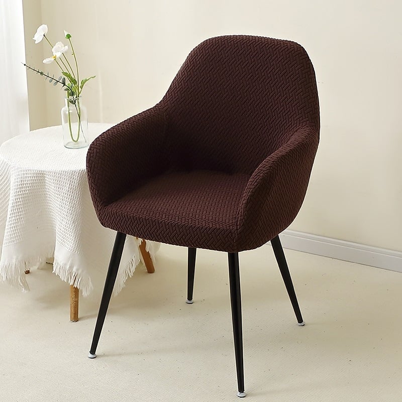 Нов извит калъф за стол от трансграничен кепър с високи подлакътници, еластичен удебелен жакард с неправилна форма, калъф за хотелски стол за хранене, висок клас