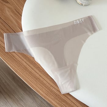 Дамски ултратънки полупрозрачни бикини от ледена коприна, антибактериални 7A, секси прашки с ниска талия, нежни към кожата, в едноцветен вид.