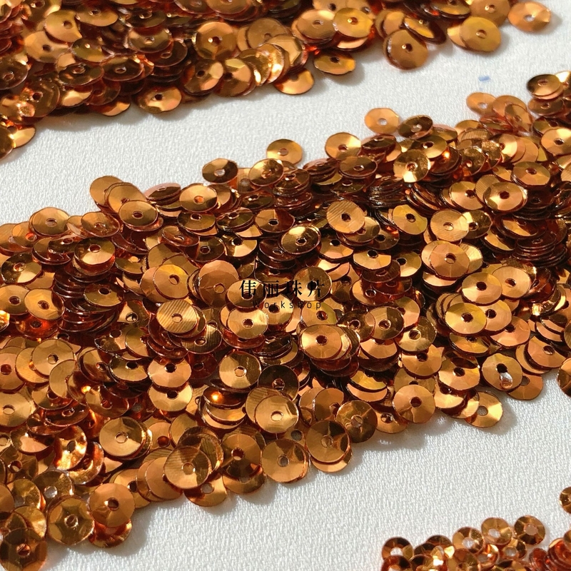 Seria Tea Gold Copper 3/4/5/6mm [PL10] Accesorii pentru rochii de mireasă cu broderie franceză, paiete cusute manual din PET