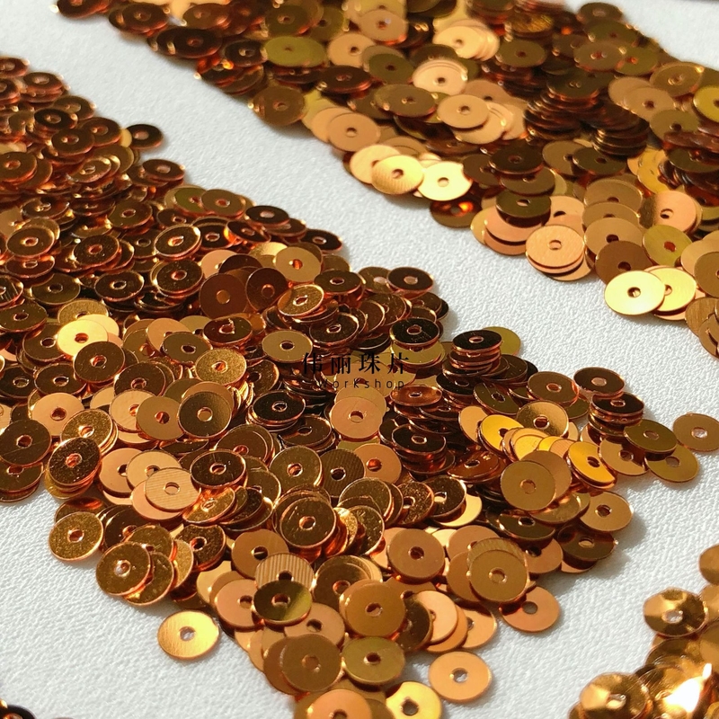 Seria Tea Gold Copper 3/4/5/6mm [PL10] Accesorii pentru rochii de mireasă cu broderie franceză, paiete cusute manual din PET