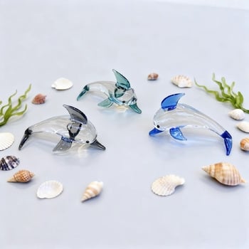 Трансгранична най-продавана ръчно изработена стъклена фигурка на морско животно делфин, декорация на настолна стъклена скулптура на делфин