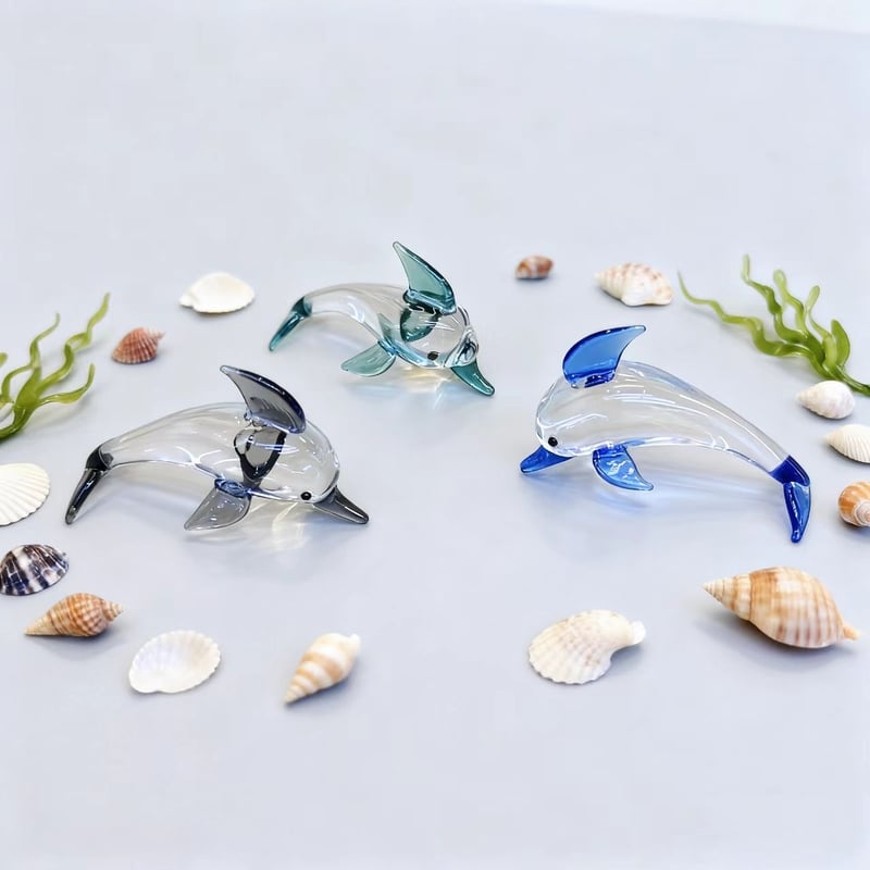 Трансгранична най-продавана ръчно изработена стъклена фигурка на морско животно делфин, декорация на настолна стъклена скулптура на делфин