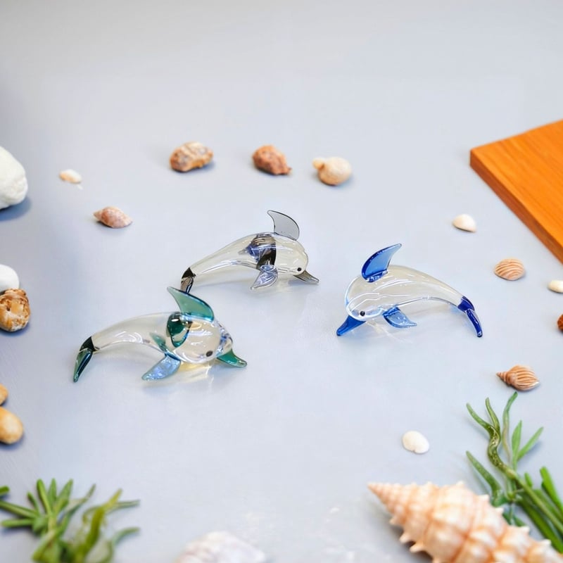 Трансгранична най-продавана ръчно изработена стъклена фигурка на морско животно делфин, декорация на настолна стъклена скулптура на делфин