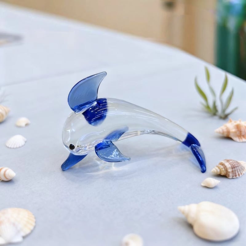 Трансгранична най-продавана ръчно изработена стъклена фигурка на морско животно делфин, декорация на настолна стъклена скулптура на делфин