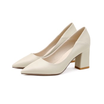 SX678 Εργοστάσιο χονδρικής γυναικεία ψηλοτάκουνα, νέο στυλ 2025, ρηχό στόμιο, μυτερή μύτη, μοντέρνο χοντρό τακούνι, ευέλικτο