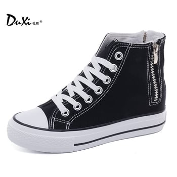 Дамски платнени обувки за увеличаване на височината, лято и есен 2025, универсални бели маратонки в корейски стил, маратонки с дебела подметка, студентски стил, страничен цип