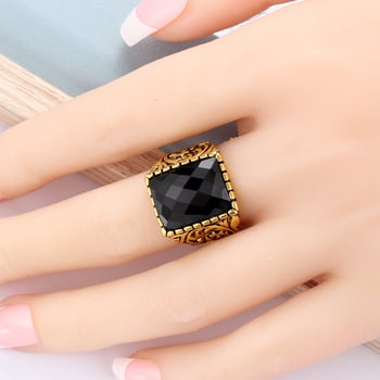 Εξαιρετικό φλοράλ σκάλισμα, μοντέρνο ευρωπαϊκό και αμερικανικό ρετρό πανκ φαρδύ δαχτυλίδι, με ένθετο μαύρους πολύτιμους λίθους, ανδρικό δαχτυλίδι, ειδική προσφορά