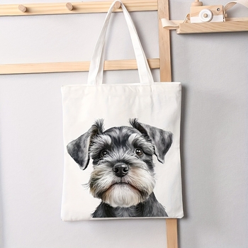 Geantă de artă Schnauzer cu desene animate la modă populară transfrontalieră, geantă de umăr din pânză anime, geantă de cumpărături de mare capacitate