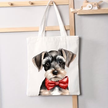 Geantă de artă Schnauzer cu desene animate la modă populară transfrontalieră, geantă de umăr din pânză anime, geantă de cumpărături de mare capacitate