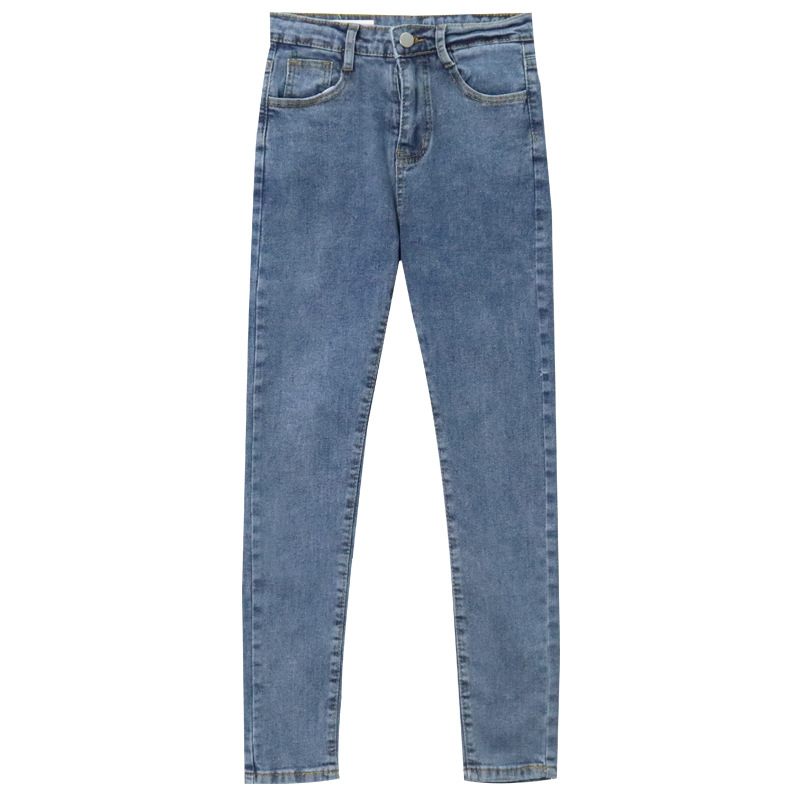 Есен 2024 Нови корейски стил Еластични тесни сини дънки Дамски тънки панталони с молив, дълги панталони