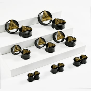 Duplán csiszolt ötcsillagos rozsdamentes acél fülbevaló, fekete üreges ördögszem fülbevaló, 8-25 mm