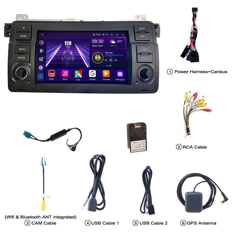 Potrivit pentru comerț transfrontalier, sistem de navigație auto original de 7 inch cu GPS Android pentru BMW E53 E39 E46
