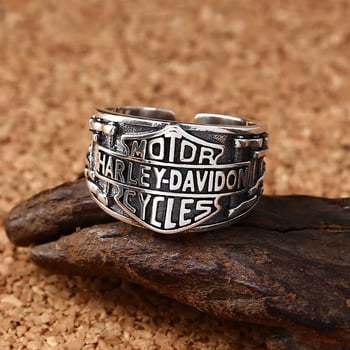 Персонализиран мъжки пръстен с показалец от стерлингово сребро S925, смел и тежък, изящно изработен, вдъхновен от мотоциклети, ретро, ​​модерен и съвременен пръстен