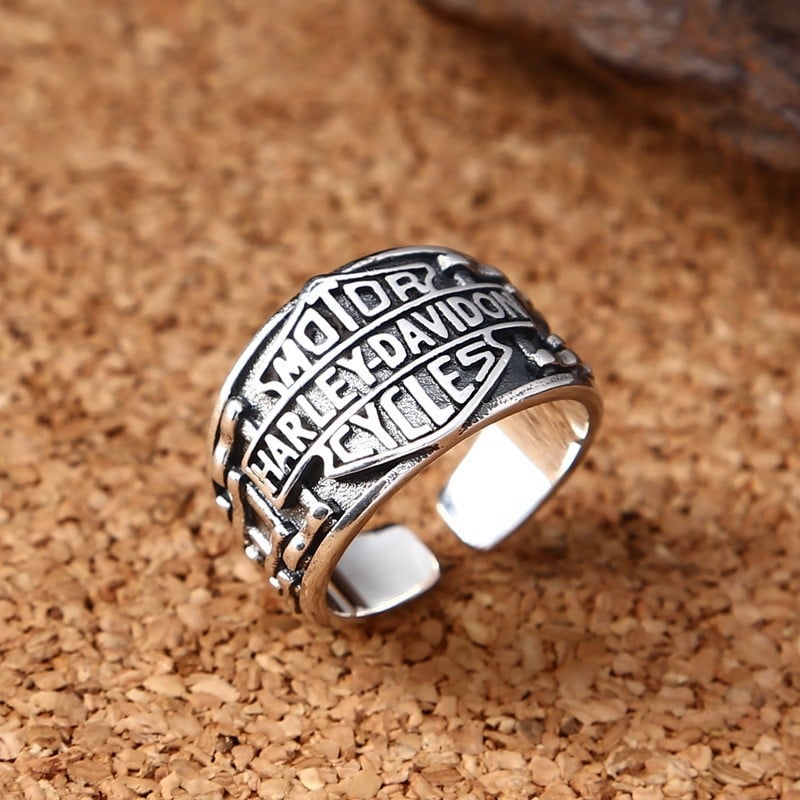 Персонализиран мъжки пръстен с показалец от стерлингово сребро S925, смел и тежък, изящно изработен, вдъхновен от мотоциклети, ретро, ​​модерен и съвременен пръстен