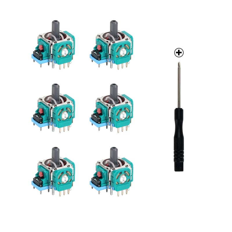 Kit de reparare a joystick-ului pentru controllere PS5 cu capac în formă de ciupercă, inclusiv șurubelniță, pensetă și capace pentru joystick.