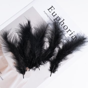 50 fekete toll/készlet, pulykatoll, libatoll, barkács dekorációs ékszerek nagykereskedelemben, hajdíszek, tollanyagok és szalagok.