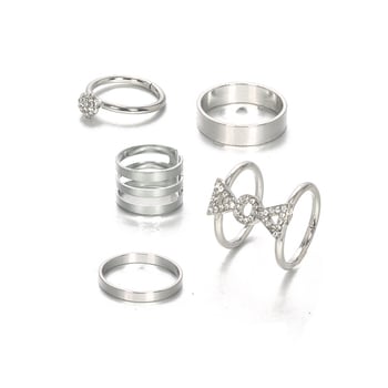 Set de inele personalizate cu diamante pentru femei (6 piese) - stil nou, modern și elegant