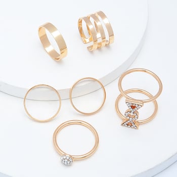 Set de inele personalizate cu diamante pentru femei (6 piese) - stil nou, modern și elegant