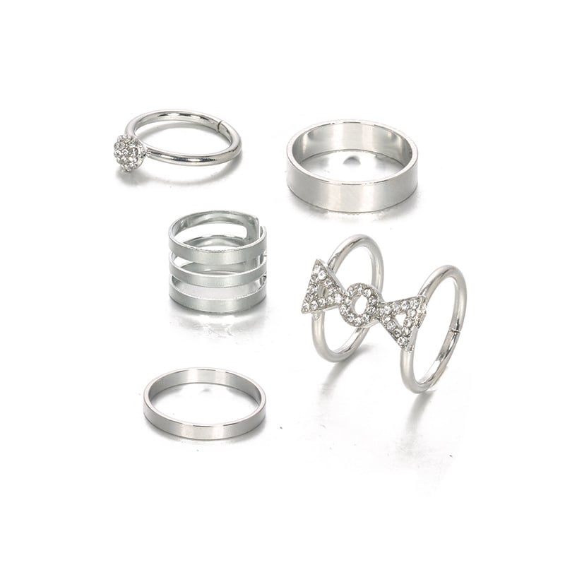 Set de inele personalizate cu diamante pentru femei (6 piese) - stil nou, modern și elegant