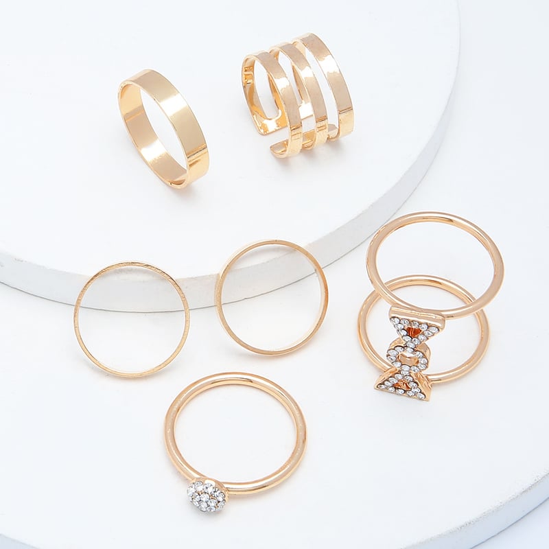 Set de inele personalizate cu diamante pentru femei (6 piese) - stil nou, modern și elegant