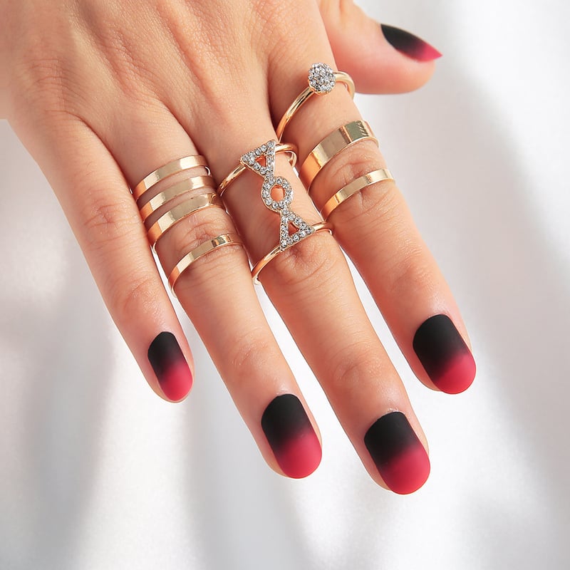 Set de inele personalizate cu diamante pentru femei (6 piese) - stil nou, modern și elegant