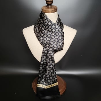 Мъжки двуслоен шал от изкуствена коприна, есенно/зимен луксозен новогодишен подарък, топъл и изискан бизнес шал.