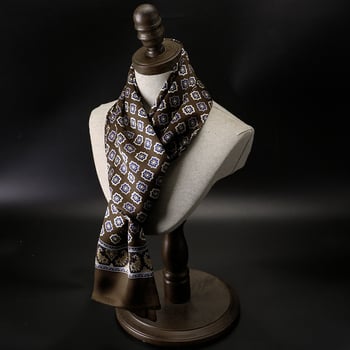 Мъжки двуслоен шал от изкуствена коприна, есенно/зимен луксозен новогодишен подарък, топъл и изискан бизнес шал.