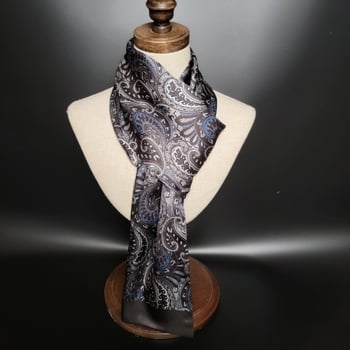 Мъжки двуслоен шал от изкуствена коприна, есенно/зимен луксозен новогодишен подарък, топъл и изискан бизнес шал.