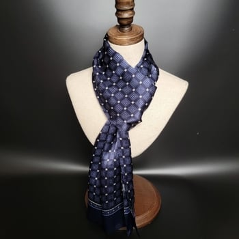 Мъжки двуслоен шал от изкуствена коприна, есенно/зимен луксозен новогодишен подарък, топъл и изискан бизнес шал.