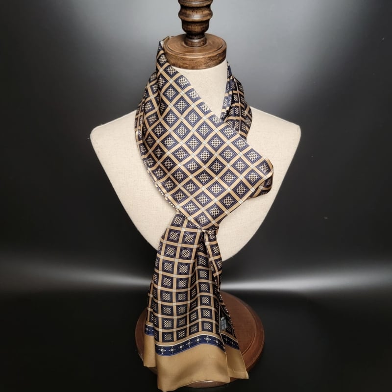 Мъжки двуслоен шал от изкуствена коприна, есенно/зимен луксозен новогодишен подарък, топъл и изискан бизнес шал.