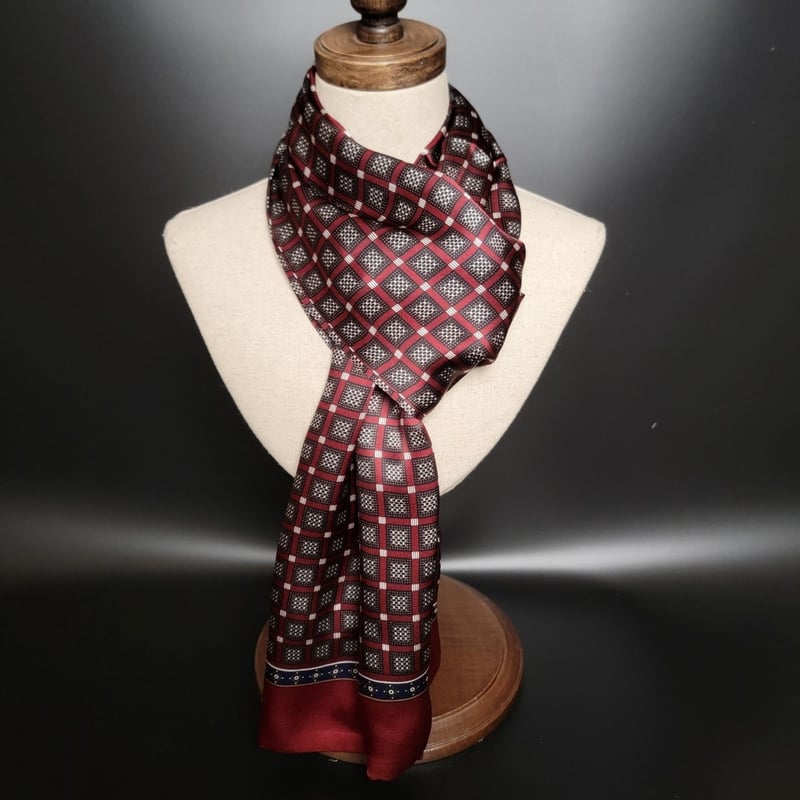 Мъжки двуслоен шал от изкуствена коприна, есенно/зимен луксозен новогодишен подарък, топъл и изискан бизнес шал.