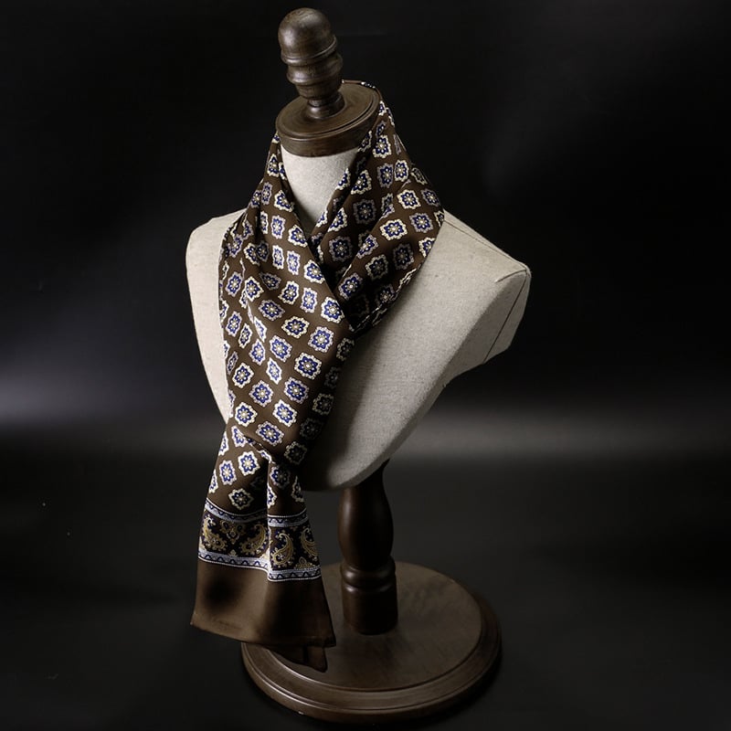 Мъжки двуслоен шал от изкуствена коприна, есенно/зимен луксозен новогодишен подарък, топъл и изискан бизнес шал.