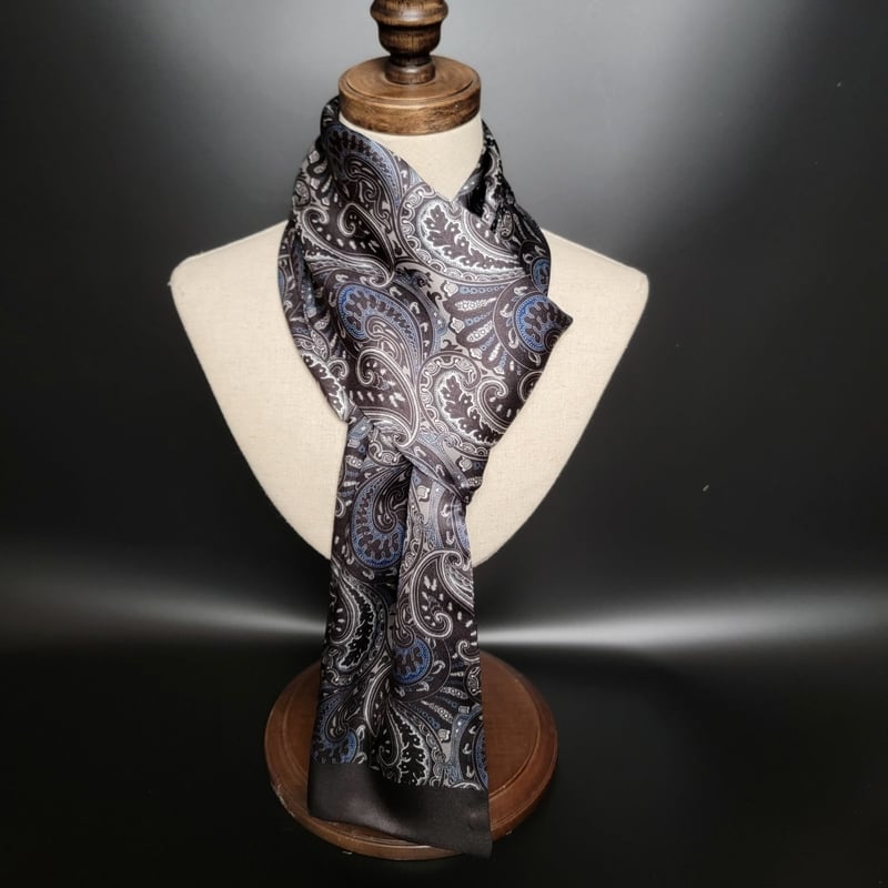 Мъжки двуслоен шал от изкуствена коприна, есенно/зимен луксозен новогодишен подарък, топъл и изискан бизнес шал.