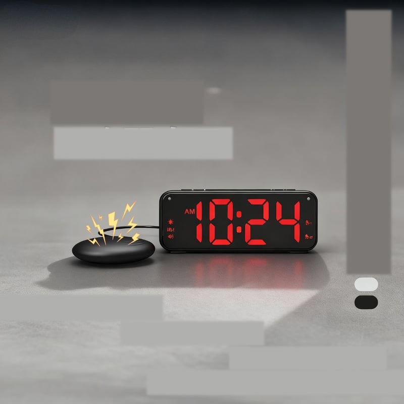 Ceas deșteptător mic cu vibrații silențioase pentru studenți, lumină de noapte LED, ceas electronic digital cu vibrații pentru persoane în vârstă, surde și cu deficiențe de auz