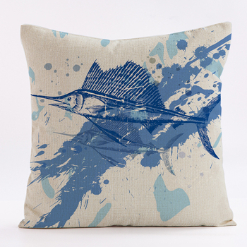 Популярен продукт за електронна търговия през граница: Калъфки за възглавници и възглавници за диван от серията акварелни ленени с мотив „Корабно колело“ от серията Ocean Whale