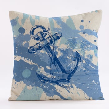 Популярен продукт за електронна търговия през граница: Калъфки за възглавници и възглавници за диван от серията акварелни ленени с мотив „Корабно колело“ от серията Ocean Whale