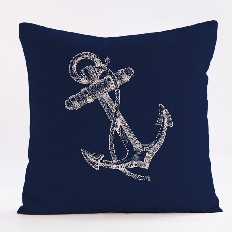 Популярен продукт за електронна търговия през граница: Калъфки за възглавници и възглавници за диван от серията акварелни ленени с мотив „Корабно колело“ от серията Ocean Whale