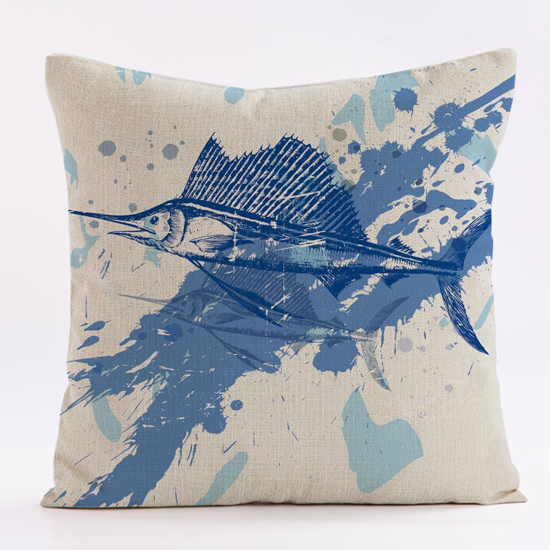 Популярен продукт за електронна търговия през граница: Калъфки за възглавници и възглавници за диван от серията акварелни ленени с мотив „Корабно колело“ от серията Ocean Whale