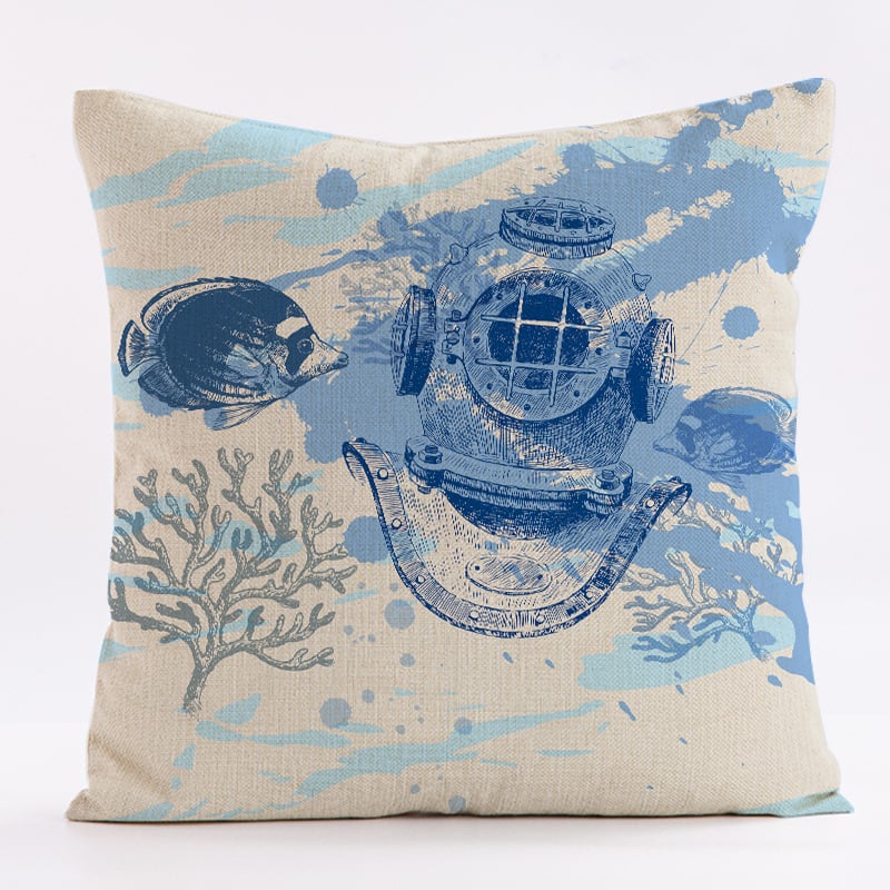 Популярен продукт за електронна търговия през граница: Калъфки за възглавници и възглавници за диван от серията акварелни ленени с мотив „Корабно колело“ от серията Ocean Whale