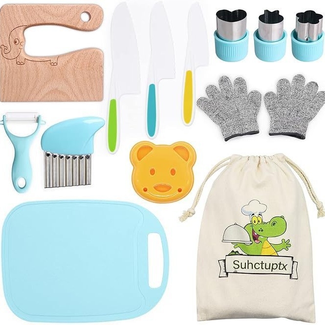 Set de cuțite de fructe din plastic pentru copii, cuțit de tăiat legume pentru educație timpurie la grădiniță, cuțit de jucărie pentru fructe și legume, cuțit pentru pâine, desert și tort